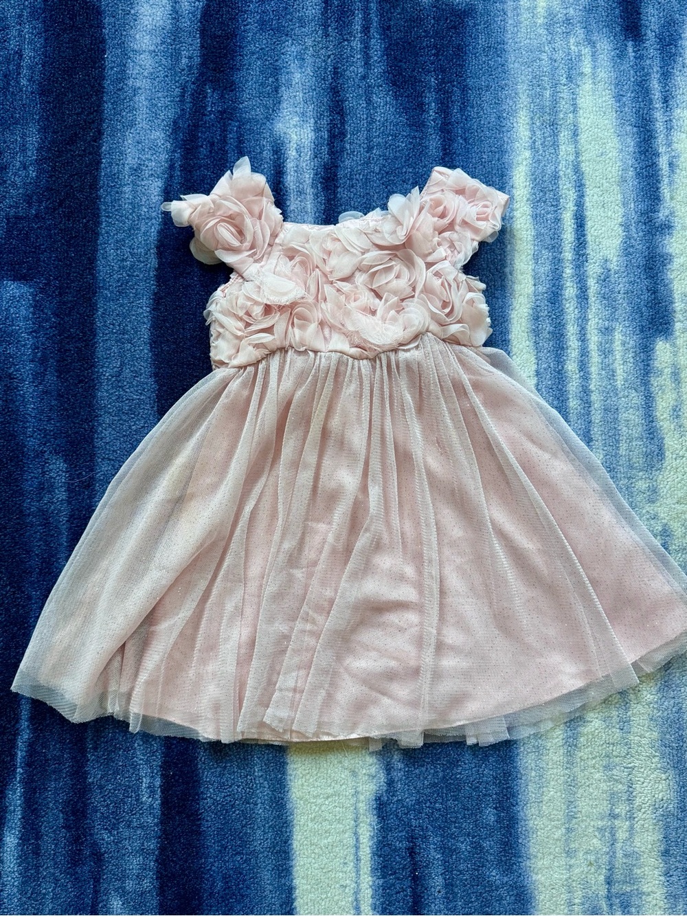 Monsoon Brand Pink Floral Tulle Dress, Size 12-18 months